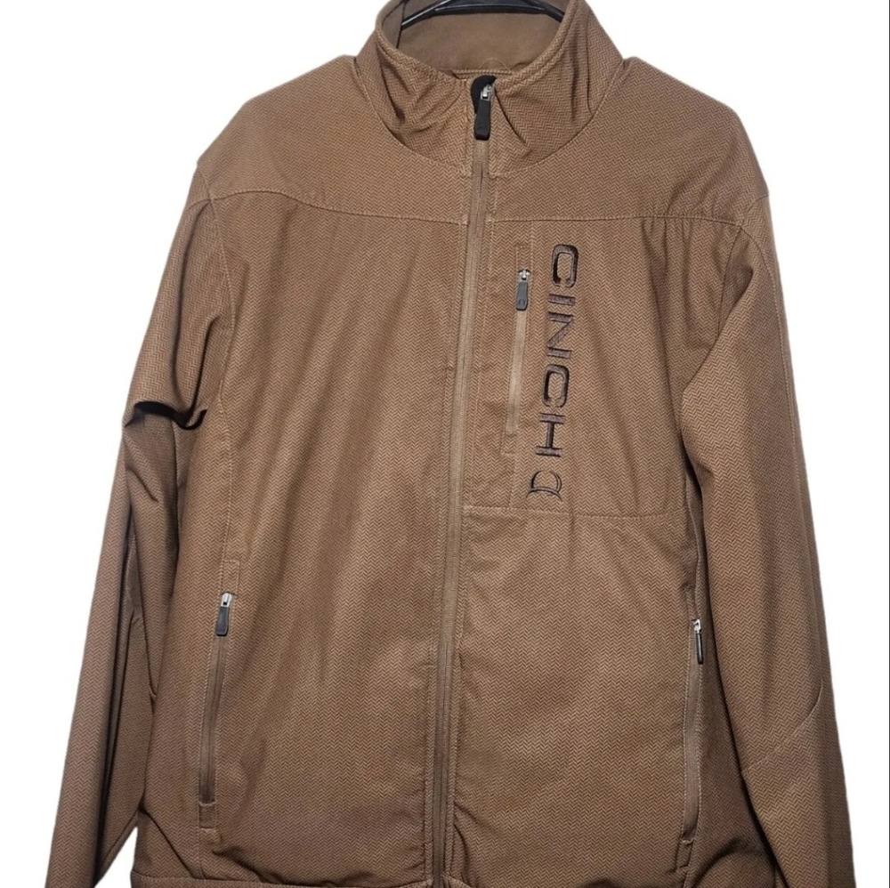 Cinch Men's Size M Concealed Carry Full Zip Brown Softshell & Fleece Jacket
